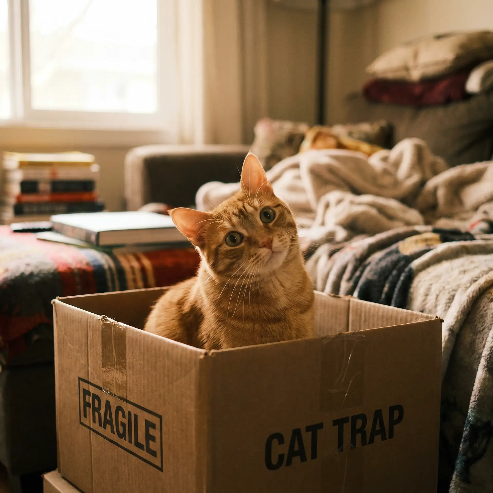 橘猫躲在纸箱里 - 芒果视频手机版